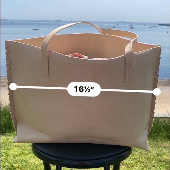 VTG LORD & TAYLOR DROP STRAP VEGAN LEATHER TOTE - Picture 10 of 10